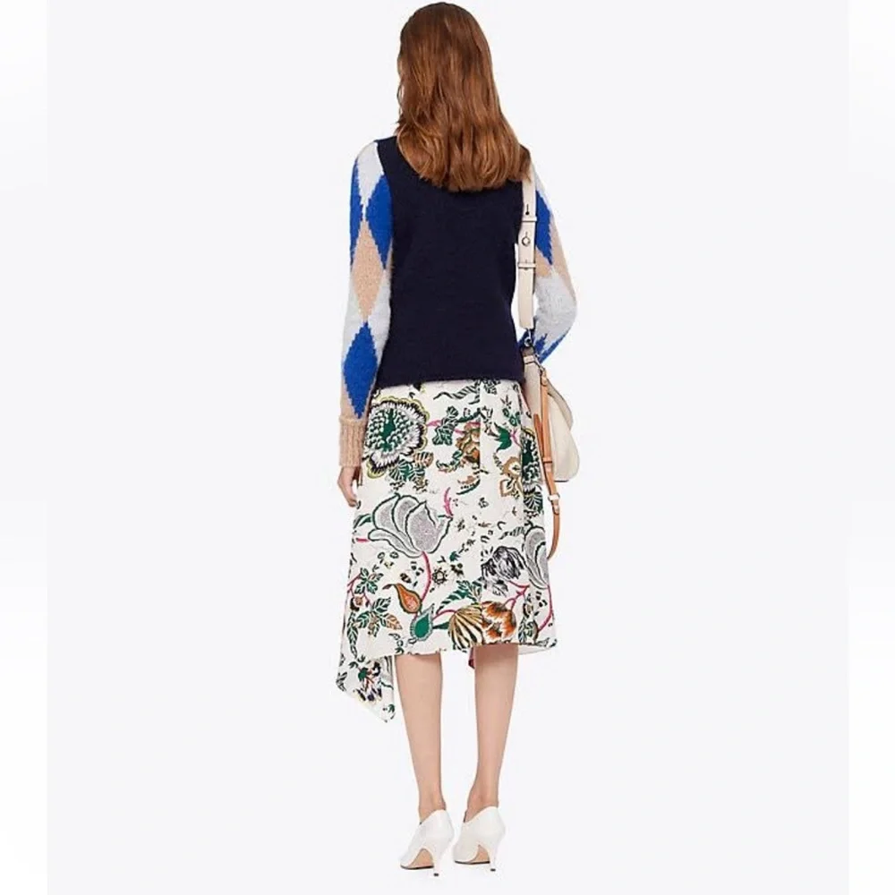 Tory‎ Burch Libby Argyle Turtleneck Diamond Color block Blue Beige Size Large